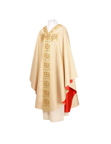 Chasuble made in silk decorated with braid
