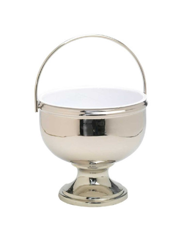 Simple Holy Water Pot without sprinkler made in nikel plated brass