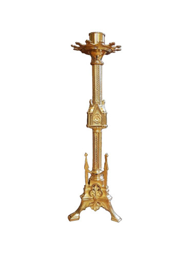 Gothic style Candlestick made in brass with floral motifs
