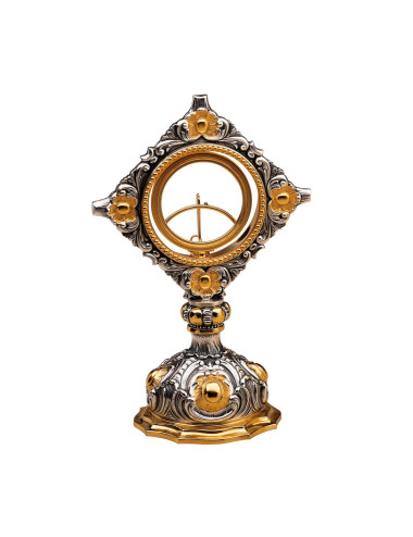 Baroque Ostensoria made in two tones brass