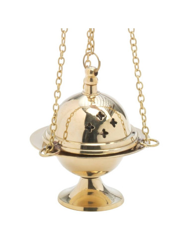 Modern style Censer made in natural color brass with crosses design