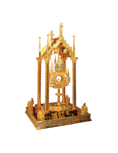 Pedestal four evangelists made in gold plated brass