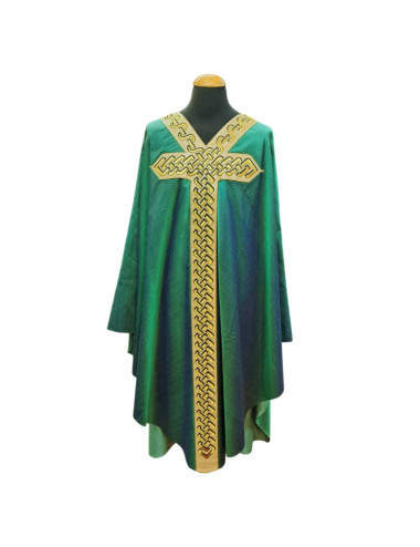 Chasuble on sale made in green silk with braid