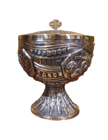 Big Modern Ciborium made in silver plated brass with spikes