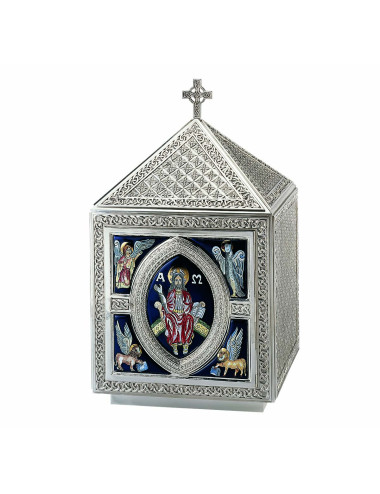 Celtic style square Tabernacle with attributes of the Evangelists