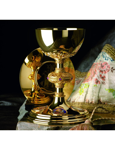 Gothic Chalice and Paten Evangelists enamels