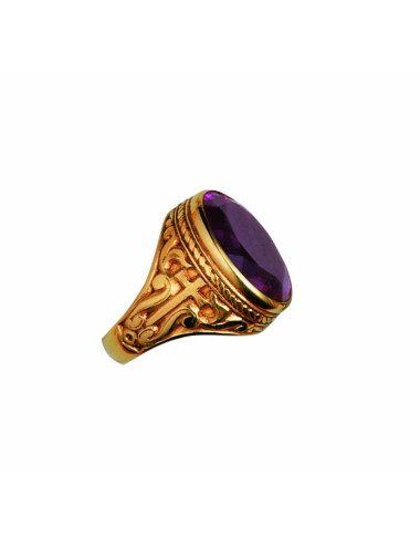 Bishop's Ring sterling silver amethyst and JHS