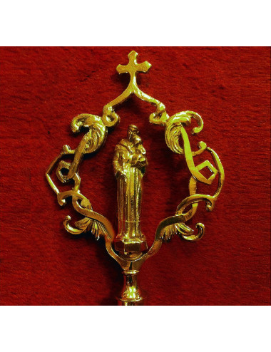 Scepter gold plated brass with Saint Anthony image