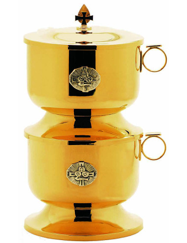 Contemporary style stacking Ciborium made in gold plated brass