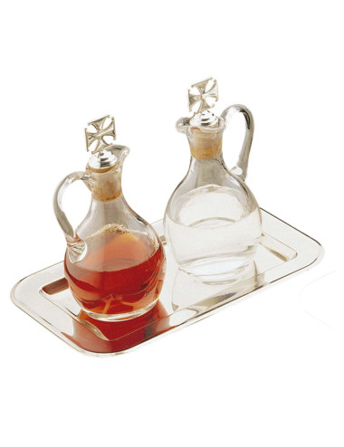 Cruet set with pocillo made in glass and stainless steel
