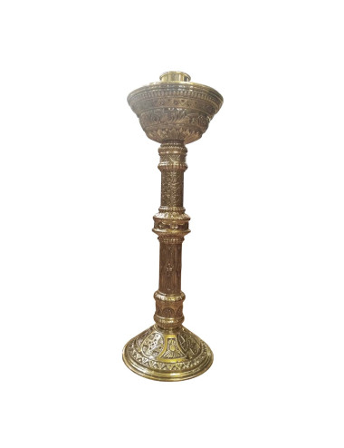 Candlestick made in brass with floral motifs and crosses