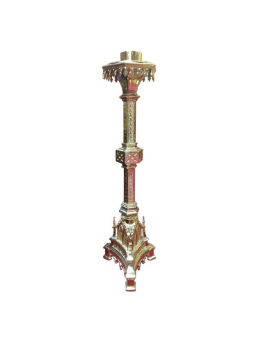 Gothic style candlestick made in brass
