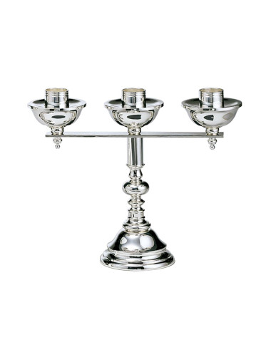 Three light altar candlestick made in brass with simple lines