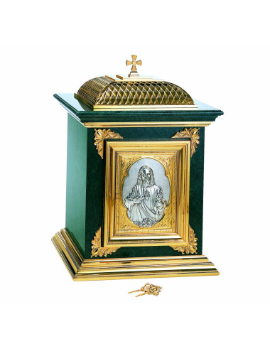 Tabernacle with Sacred Heart of Jesus made in brass and marble