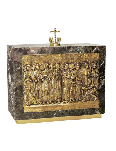 Tabernacle with Twelve Apostles image made in mable and brass