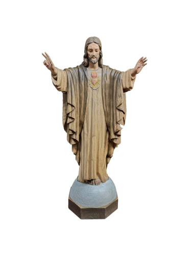 Sagrado Corazón de Jesús en talla de madera