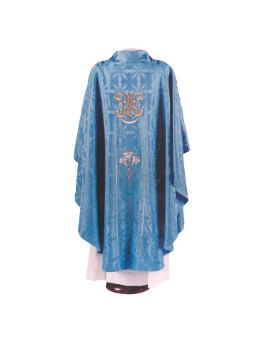 Gothic style chasuble with lilies and Virgin Mary motifs