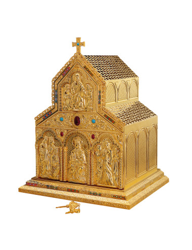 Tabernacle with german-romanesque style made in brass