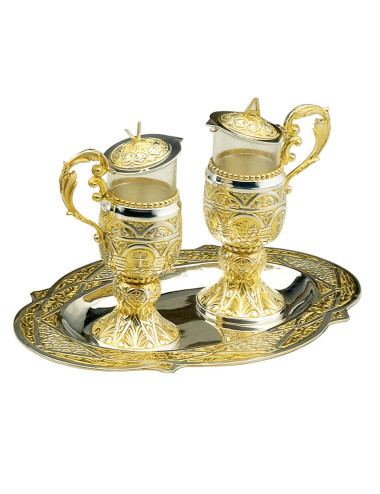 Tassilo Cruet set made in glass and two tones brass