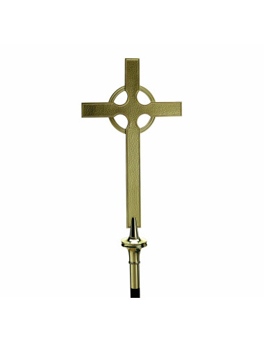 Classic style processional cross made in brass with hammered