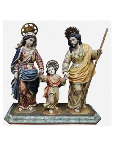 Holy Family image made in wood carving