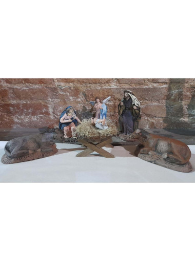 Murcian style nativity set mud and fabric piscis