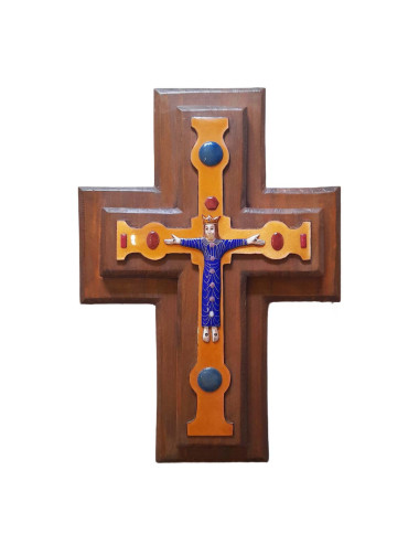 Wall cross with enamel