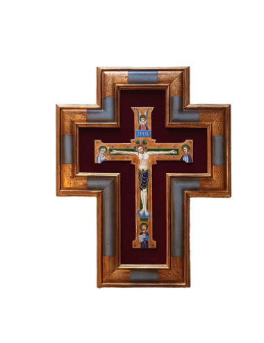 Wall cross with enamel